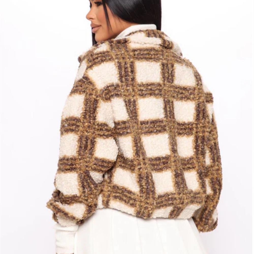 Fashion Nova Brown and Cream Teddy Jacket - Picture 2 of 9